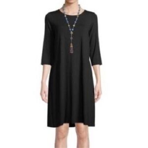 Eileen Fisher Women’s Midi Dress 100% Silk Black size XL